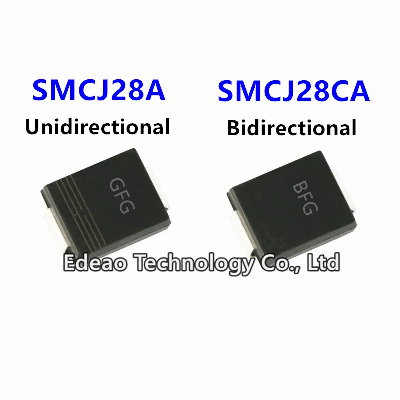 20~100 piezas/lote de diodos TVS SMCJ28A SMCJ28CA Marcado: GFG/BFG SMC (DO-214AB)