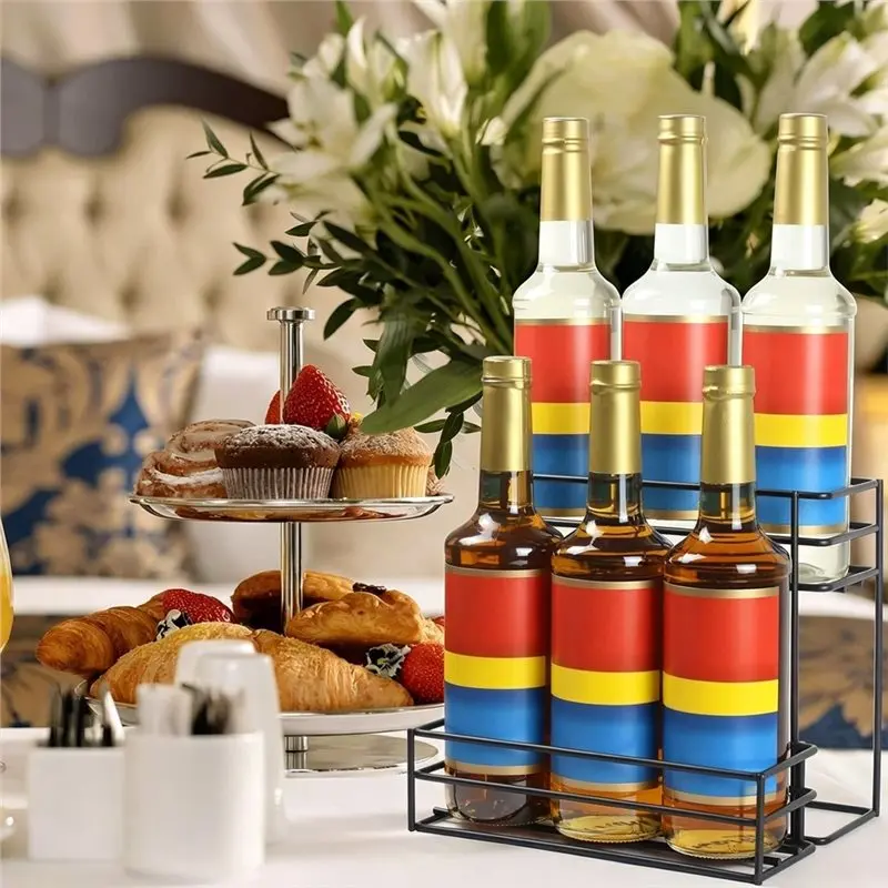 HOT-Coffee Syrup Rack (6 Bottle Capacity), Organizer For Coffee