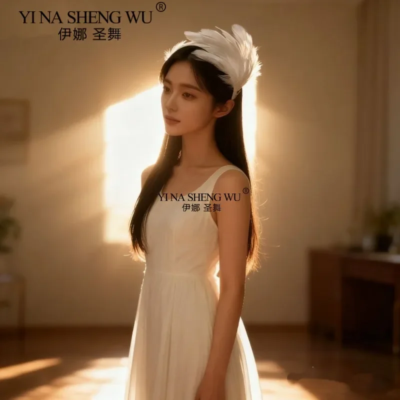 

Головной убор с балетными перьями «Лебединое озеро» для женщин, балетные головные уборы принцессы ручной работы для женщин, аксессуары для волос