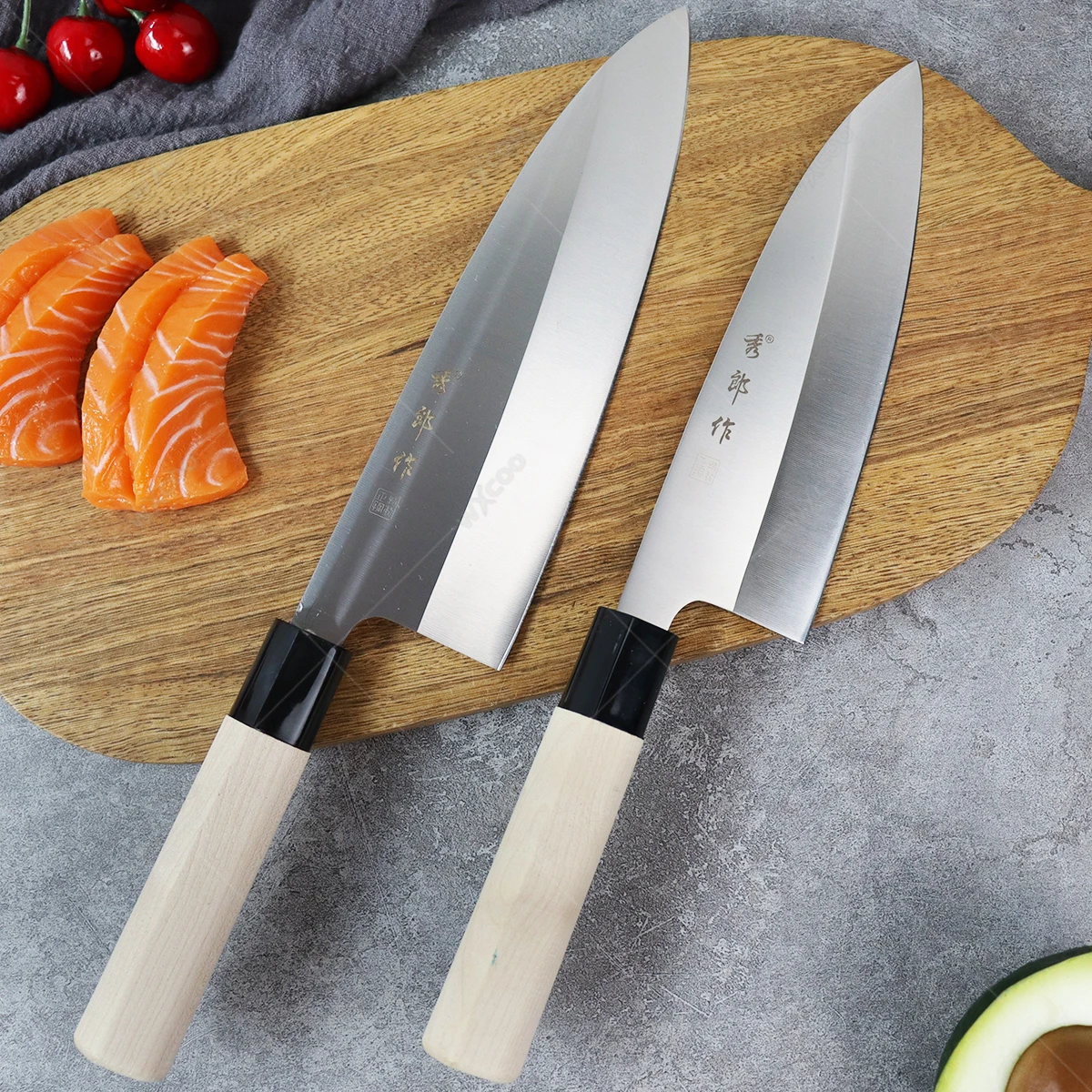 

Stainless Steel Wooden Handle Sashimi Knife Fish Head Knives Salmon Slicing Knife Japanese Chef Knife Sharp Kitchen Knives