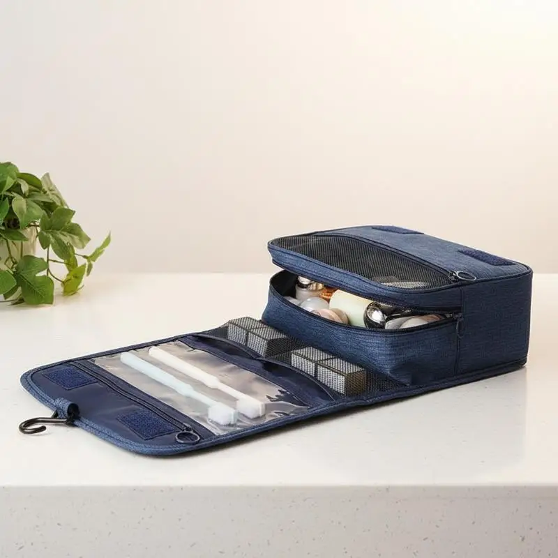 Große Kapazität Wasserdichte Reise-Kosmetiktasche mit Aufhängehaken Toilettenartikel-Aufbewahrungstasche für Frauen Männer Geschäftsreisen – Detail 2