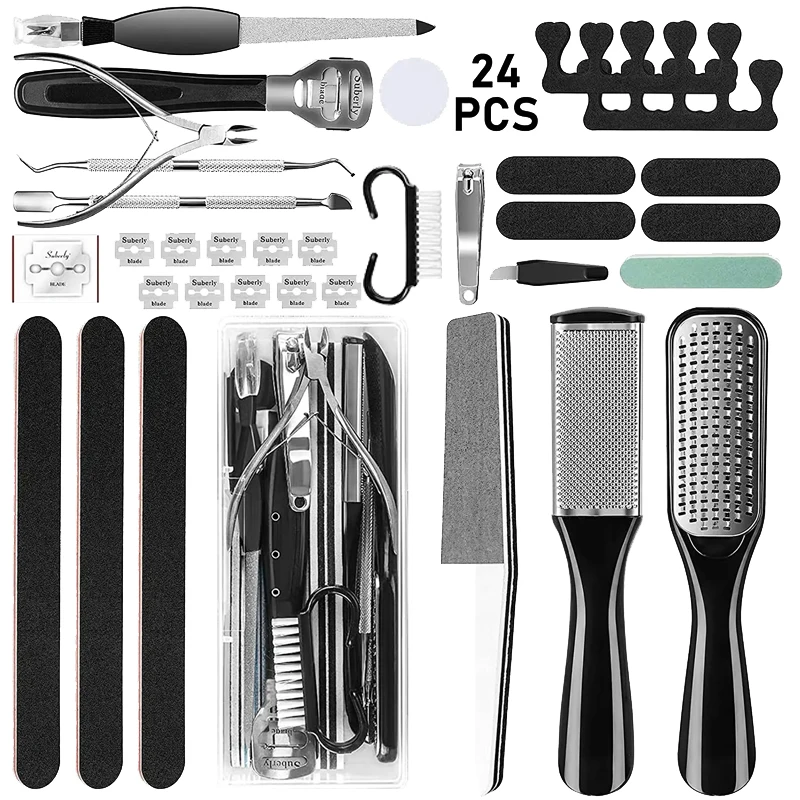 Pedicure Kit 24 in 1 Stainless Steel Pedicure Tools Set Professional Foot Care Kit Best Corn and Callus Remover for Women Men