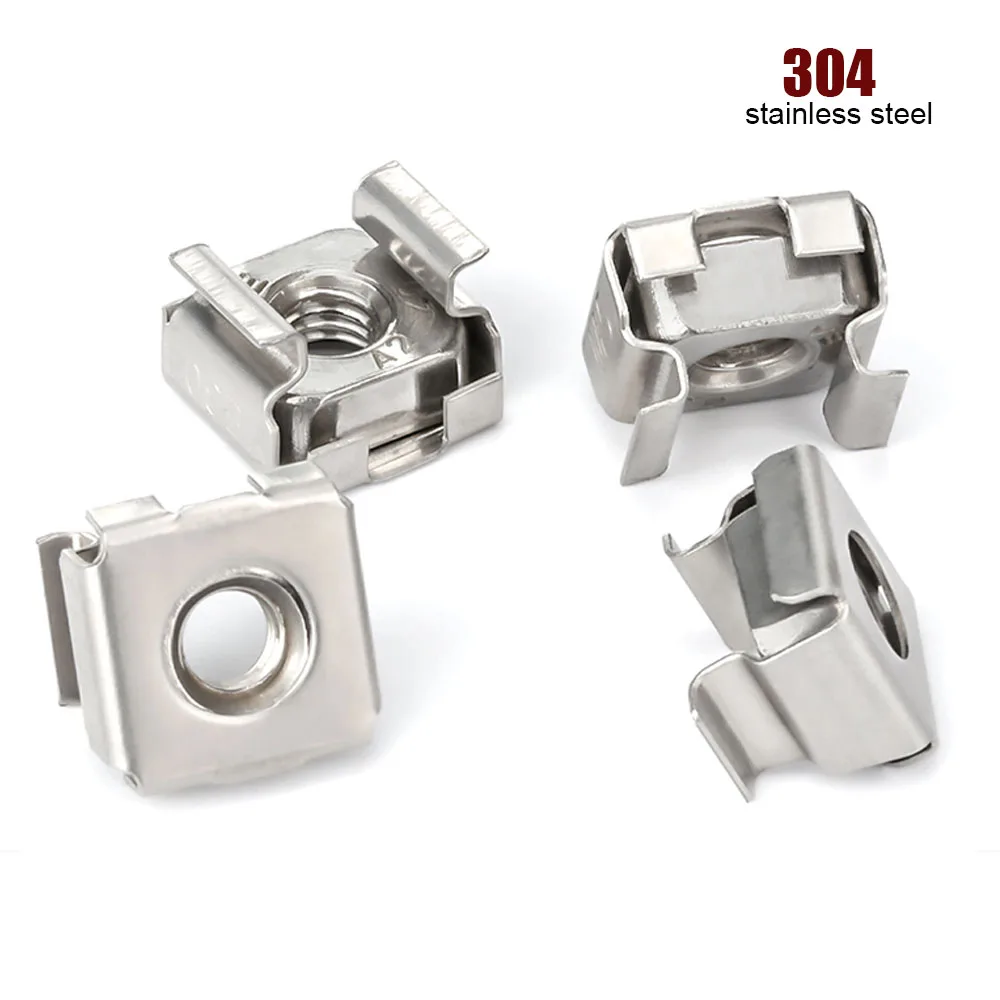 1/2/5/10pcs M4 M5 M6 M8 M10 M12 A2-70 304 Stainless Steel Square Clip Floating Cassette Cage Nut Server Cabinet Shelf Rack Mount
