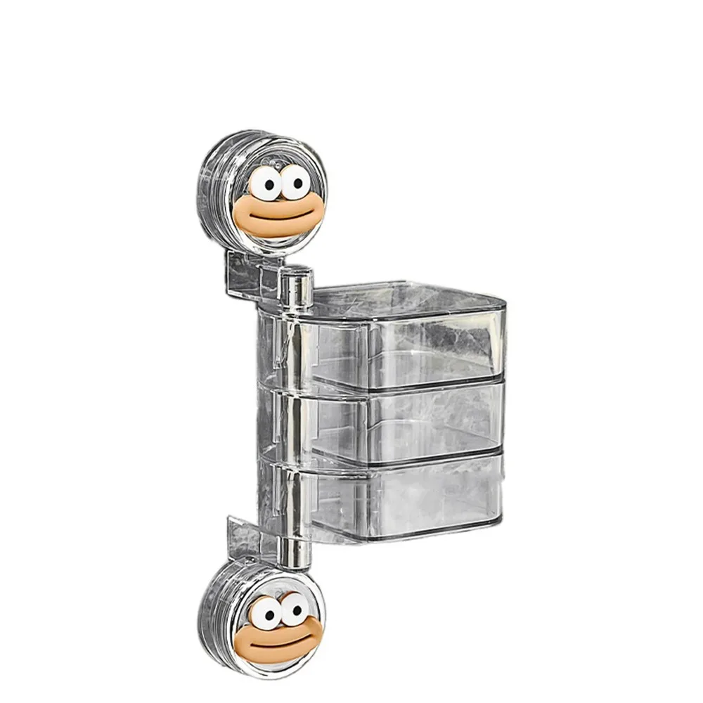 

Plastic Suction Cup Rotating Jewelry Box Wall Mounted Dustproof Multilayer Jewelry Box Large Capacity Space Saving