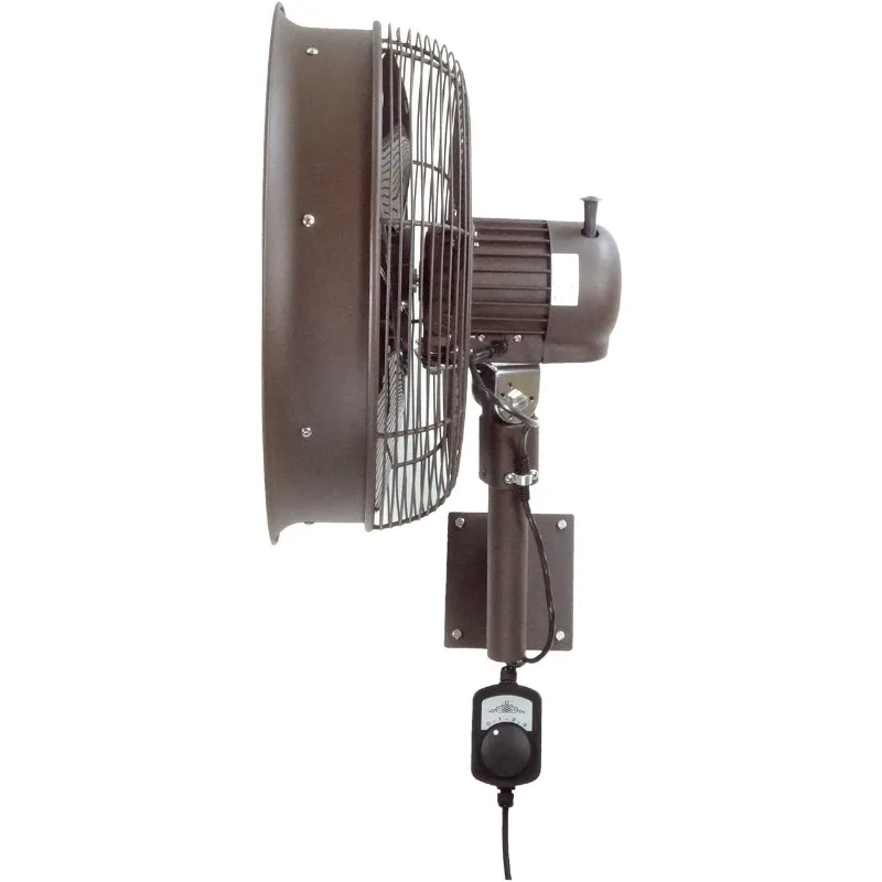 HydroMist Oscillating Wall Mounted Outdoor-Rated Fan, 3-Speed Cord Control, Hard Resin Mold-Resistant Fan Blade