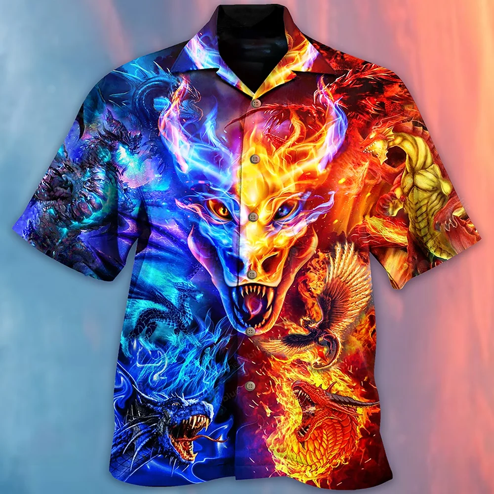

Men's Printed Lapel ort Sve irt Floral Pattern Turn-down Collar Slim Fit Spring Summer Casual Wear Iron-free