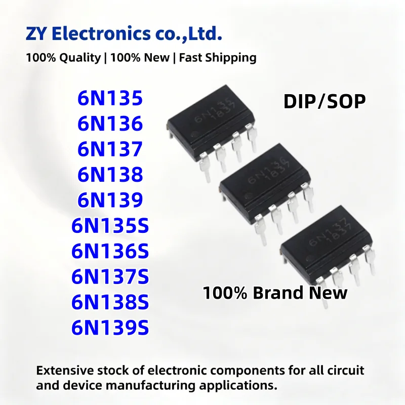 NEW 10PCS DIP-8 SOP-8 6N135 6N136 6N137 6N139 6N138 6N135S 6N136S 6N137S 6N138S 6N139S Optocoupler