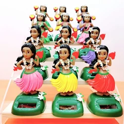 Car Ornament Solar Ornament Bobblehead Doll Hawaiian Girl Shape Ornament Gift Creative Interior Car Supplies Car Doll Ornament