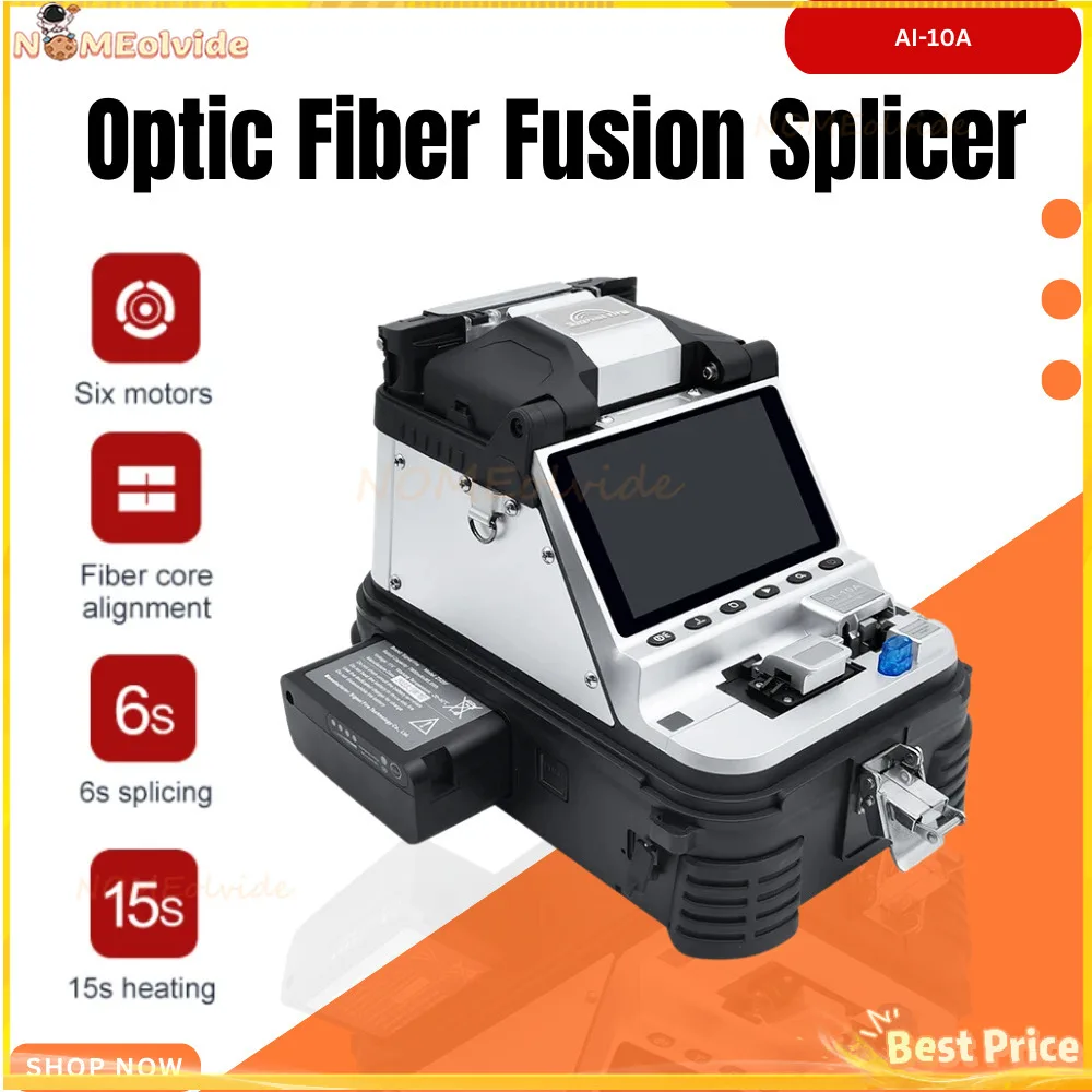 AI-10A Fusion Splicer Hine Automatic Fiber Cleaver 6 Motors With Vfl Power Meter Tool Kits