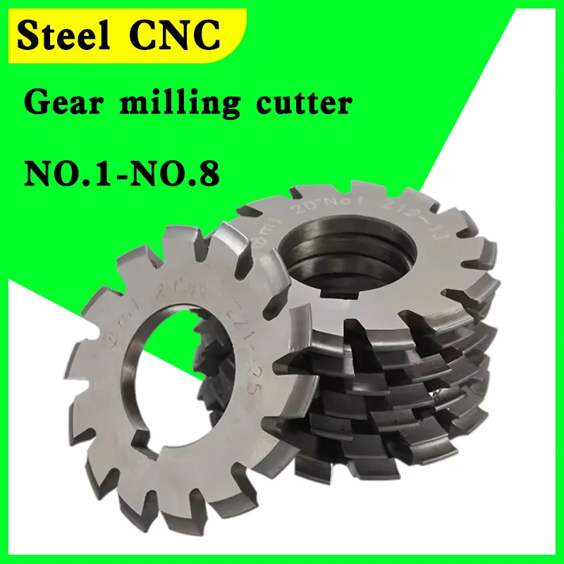 

M0.4-M4 HSS Gear Milling Cutters No.1-No.8, 8PCS 20° Pressure Angle, Precision Gear Cutting Tools for Industrial Use