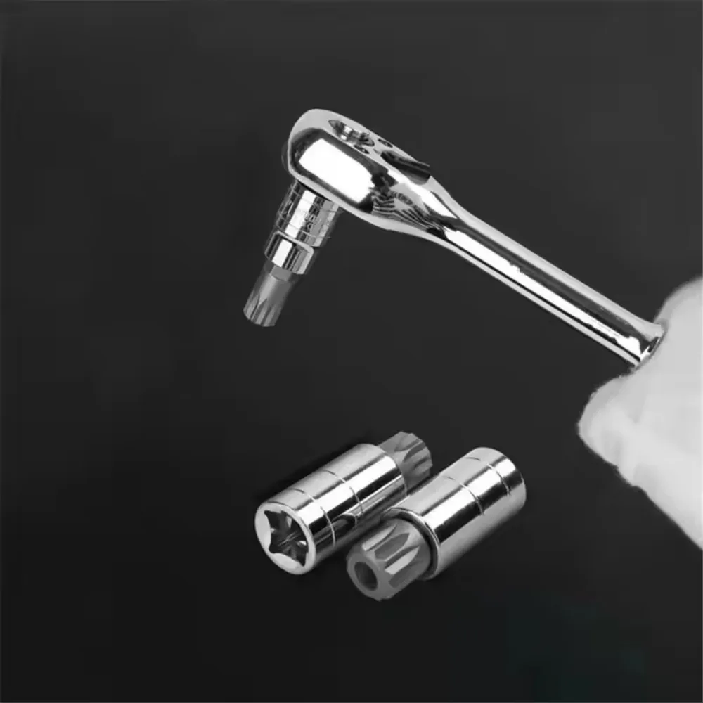 M4-M18 10PCS Professional Point Triple Square Spline Bit Socket Set Tamper Press Batch Sleeve Set Auto Repair Tools Screwdriver