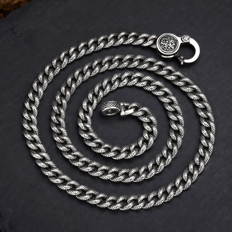 S925 sterling silver necklace domineering fine workmanship cuban patchwork necklace men and women trendypersonalized jewelry