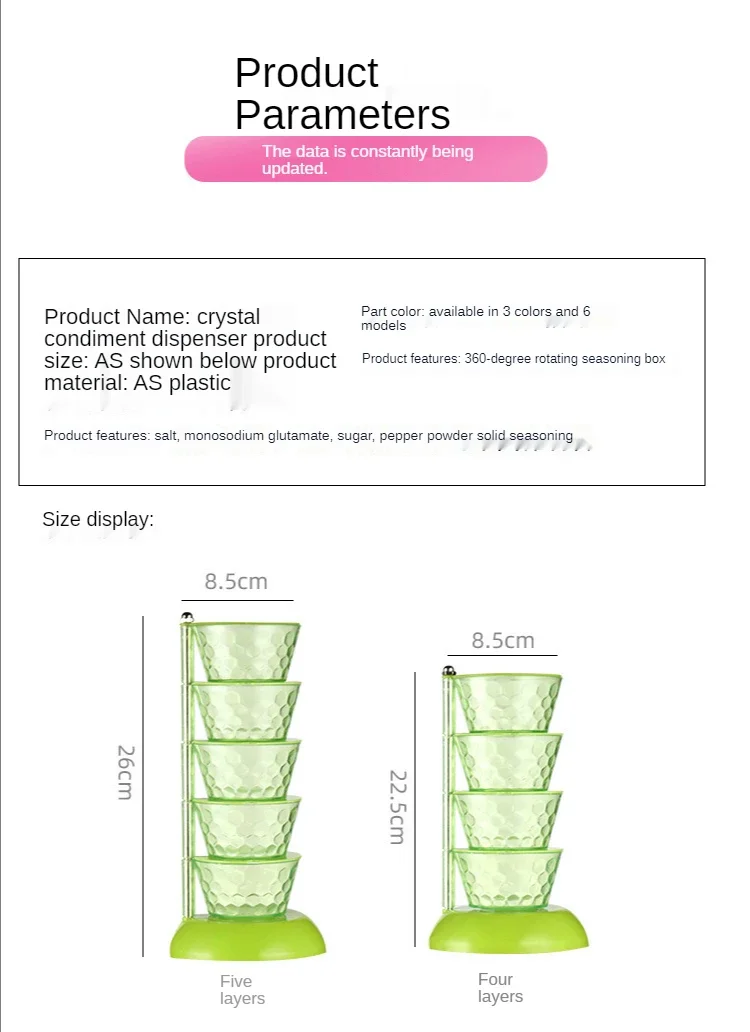 Vertical Rotatable Seasoning Box with Transparent Rotating Design Spice Box for Salt Jar Spoon Rotary Storage Rack Kitchen Tools