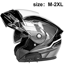 Dot Certified ABS Dual Anti-fog Visor Bluetooth Headset Integrated Flip-type Motorcycle Helmet with Removable Inner Lining K10
