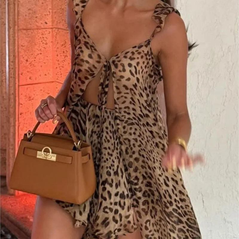 

Лето 2023, новое длинное платье на подтяжках, комплекты из двух предметов, шифоновый сексуальный корсет с леопардовым принтом, свободные женские комплекты с юбкой, пляжный отдых