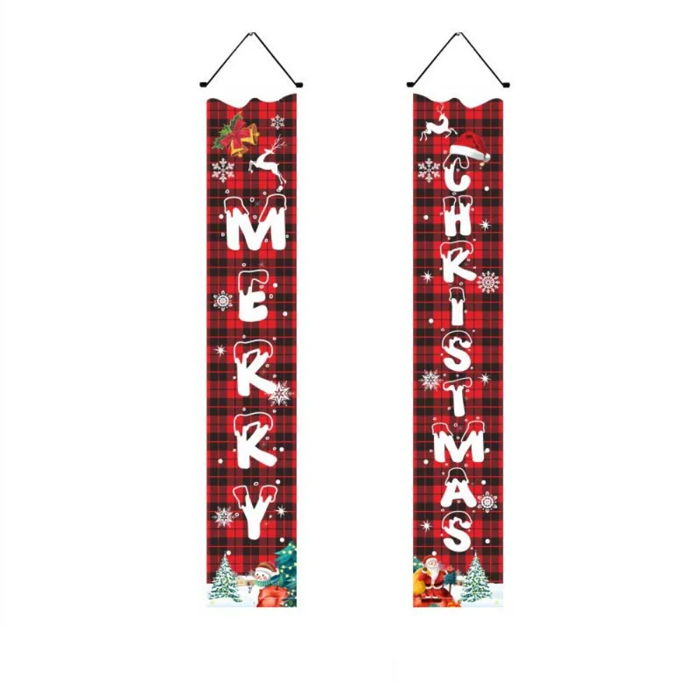 

1 pair 180x30CM Christmas Door Couplet Large Size Rectangular Xmas Hanging Flags Printed Polyester Merry Christmas Banner