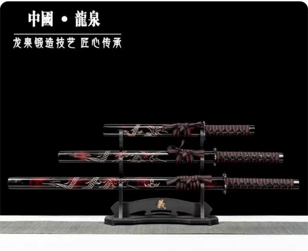 

Sets of 3 Wooden Japanese Bushido Iaido Katana Sword Tanto Wakizashi Katana Wood/Bamboo Blade Physical Exercise Props Unsharp