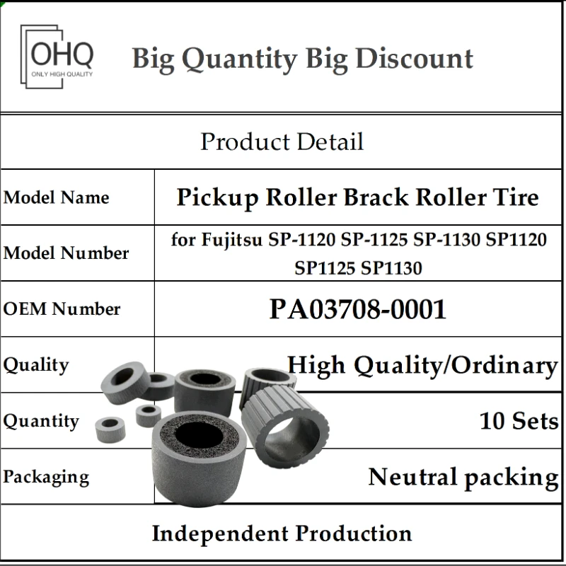 10Sets Pickup Roller Brack Roller Tire PA03708-0001 for Fujitsu SP-1120 SP-1125 SP-1130 SP1120 SP1125 SP1130 Printer Parts OHQ