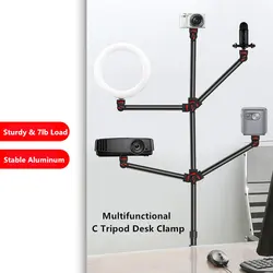 7lb Load C Tripod Clamp Desk Light Stand Live Boom Arm with 1/4