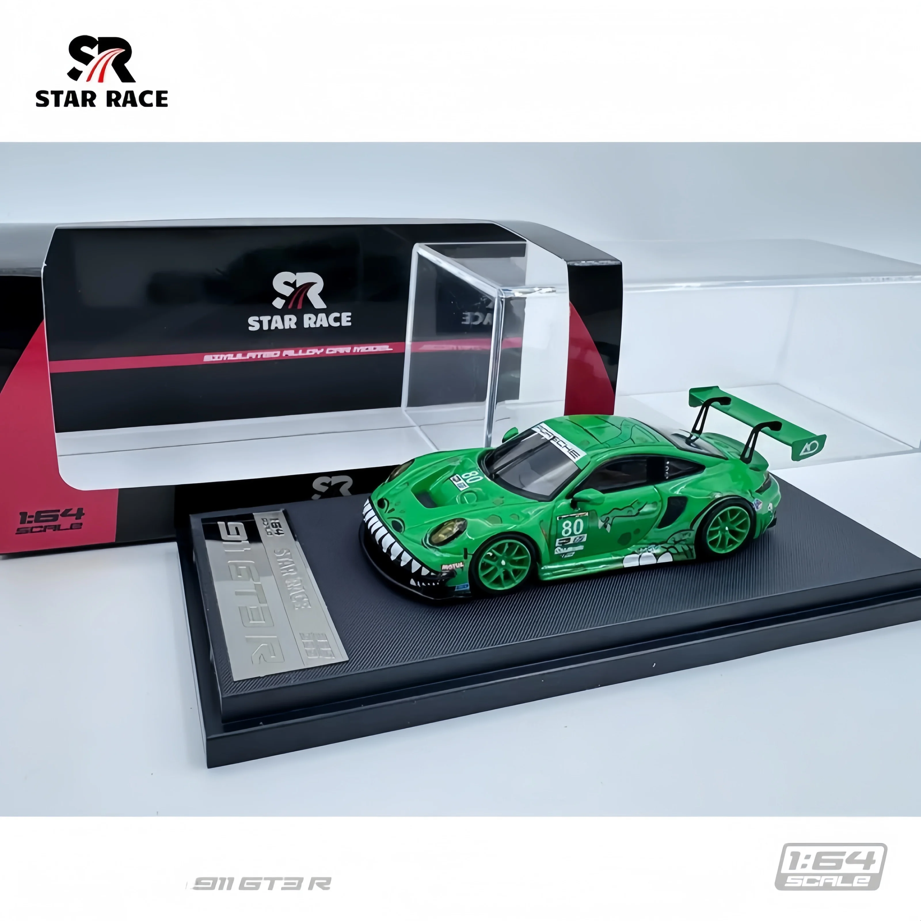 

STAR RACE SR 1:64 911 992 GT3 R Модель из окрашенного сплава с мотивом тираннозавра