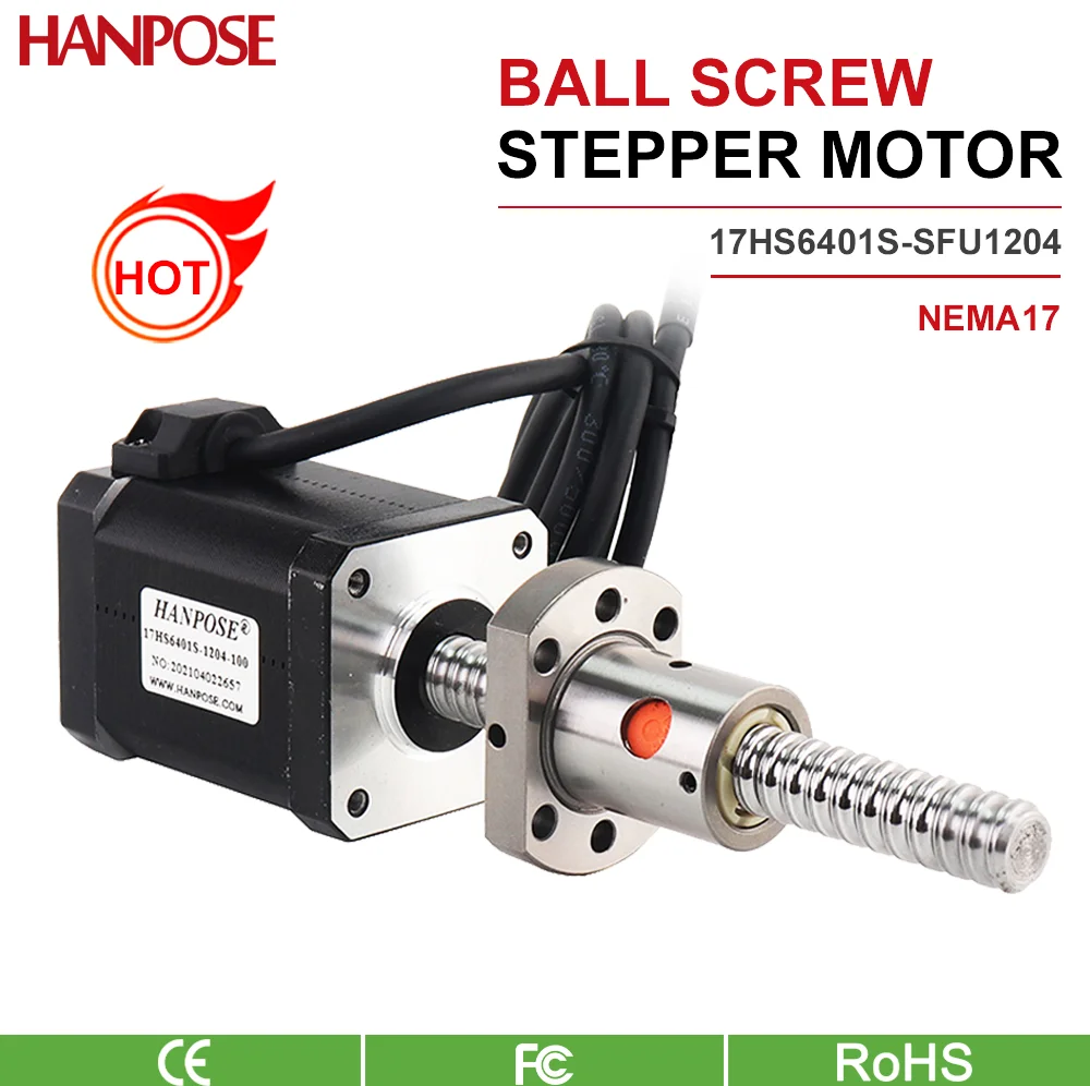 hanpose Nema17 Stepper Motor 17HS6401S-SFU1204 ball screw motor 100-600MM 42X60mm 4-lead 1.7A 70N.CM for 3D printer accessories