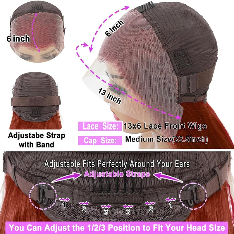 البني المحمر الدانتيل الجبهة الباروكات شعر الإنسان 36 بوصة الجسم موجة الدانتيل الباروكة الأمامية 13x4 13x6 باروكة من شعر طبيعي شفاف قبل قطعها #6