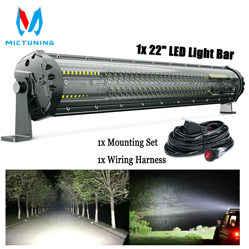 MICTUNING Latest Magical 22Inch M2 Aerodynamic Waterproof LED Light Bar For Tractor 4X4 Offroad ATV Truck LED Work Light 12V 24V