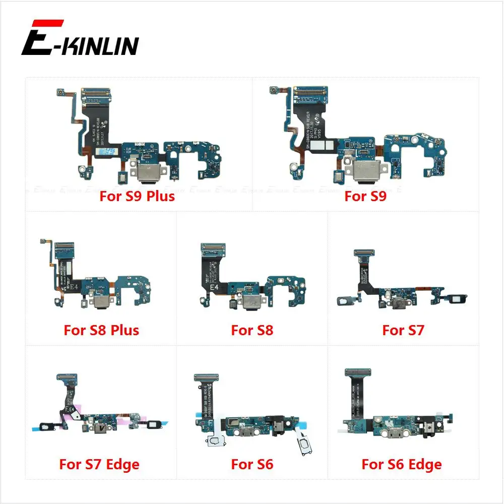 Charging Port Connector Board Parts Flex Cable With Microphone Mic For Samsung Galaxy S6 S7 Edge S8 S9 Plus