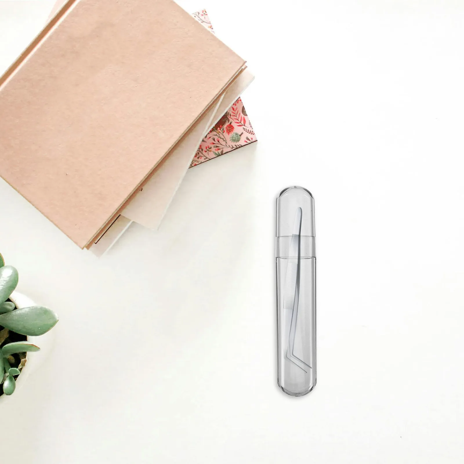 Support pour pinces à cils, étui ovale transparent en plastique, petit organisateur de voyage, tubes de rangement, organisateur d'outils à cils polyvalent