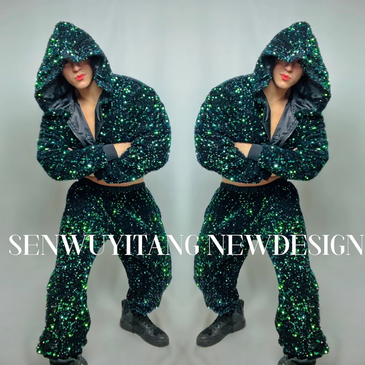 New Christmas and New Year Sexy Gogo Nightclub Bar Green Hip Hop Sports Style DS Opening Show Performance Dress