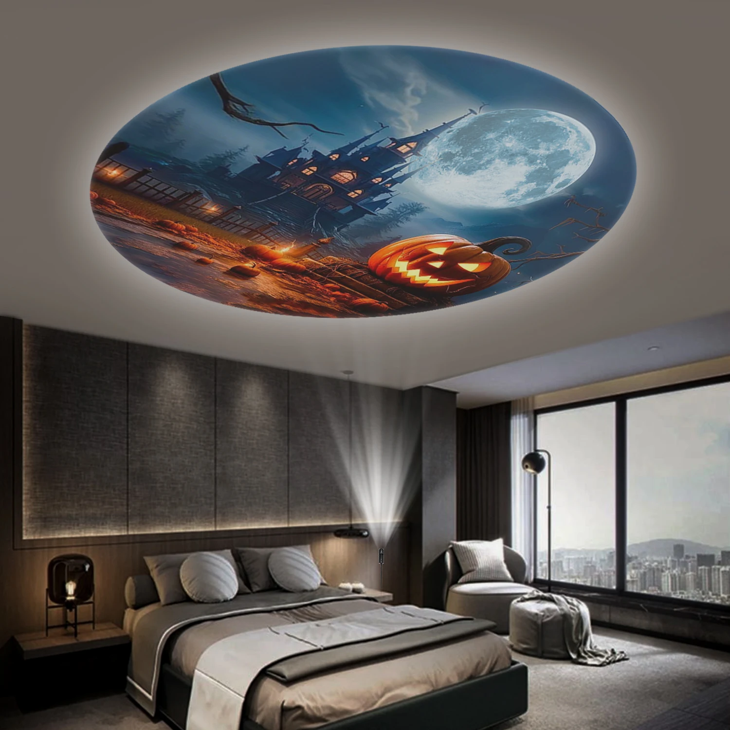 ไฟฉายบรรยากาศ LED, การออกแบบสร้างสรรค์หัวฟักทองและปราสาท, แสงบรรยากาศรื่นเริง, ของตกแต่งบ้านฮาโลวีน