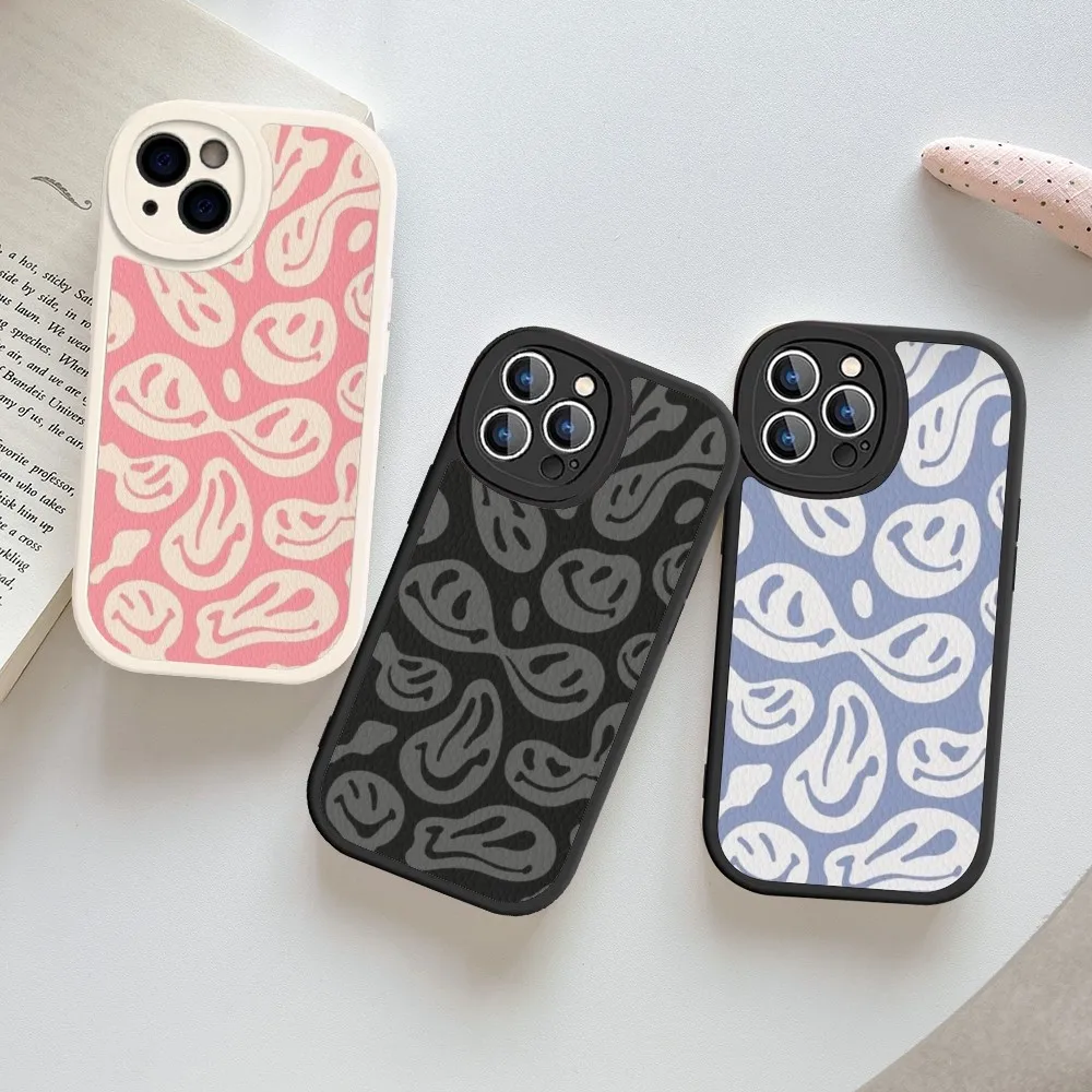 Cute Funny Trippy S-SmileyS Phone Case Hard Leather For IPhone 16 15 14 13 12 Mini 11 14 Pro Max Xs X Xr 7 8 Plus Fundas