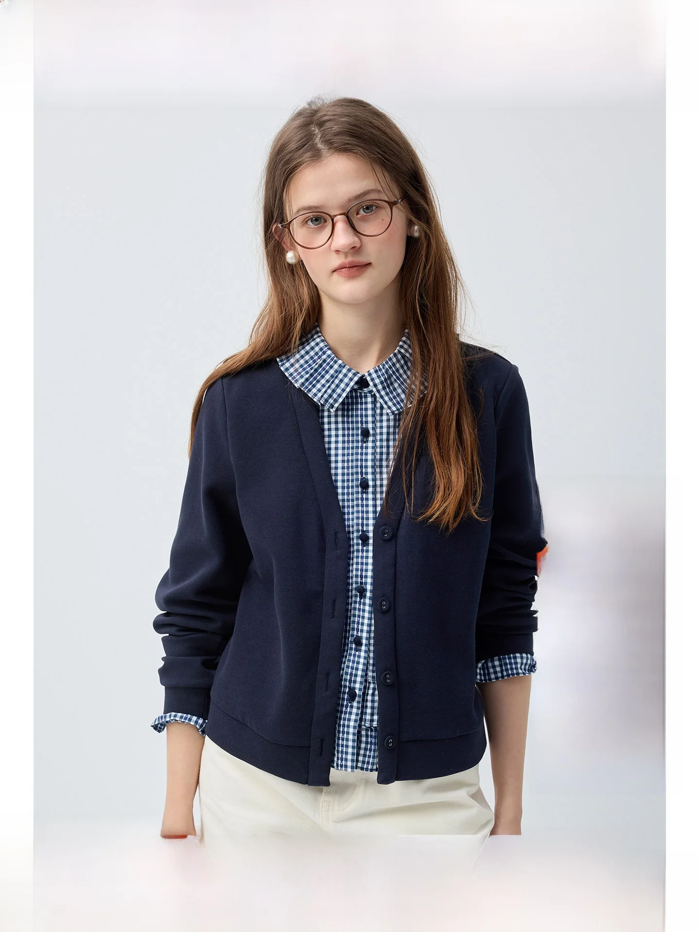 

Женская толстовка больших размеров с эффектом двухслойности, имитация кардигана до плеч, весенний кардиган с клетчатым принтом, дышащий повседневный топ для полных девушек