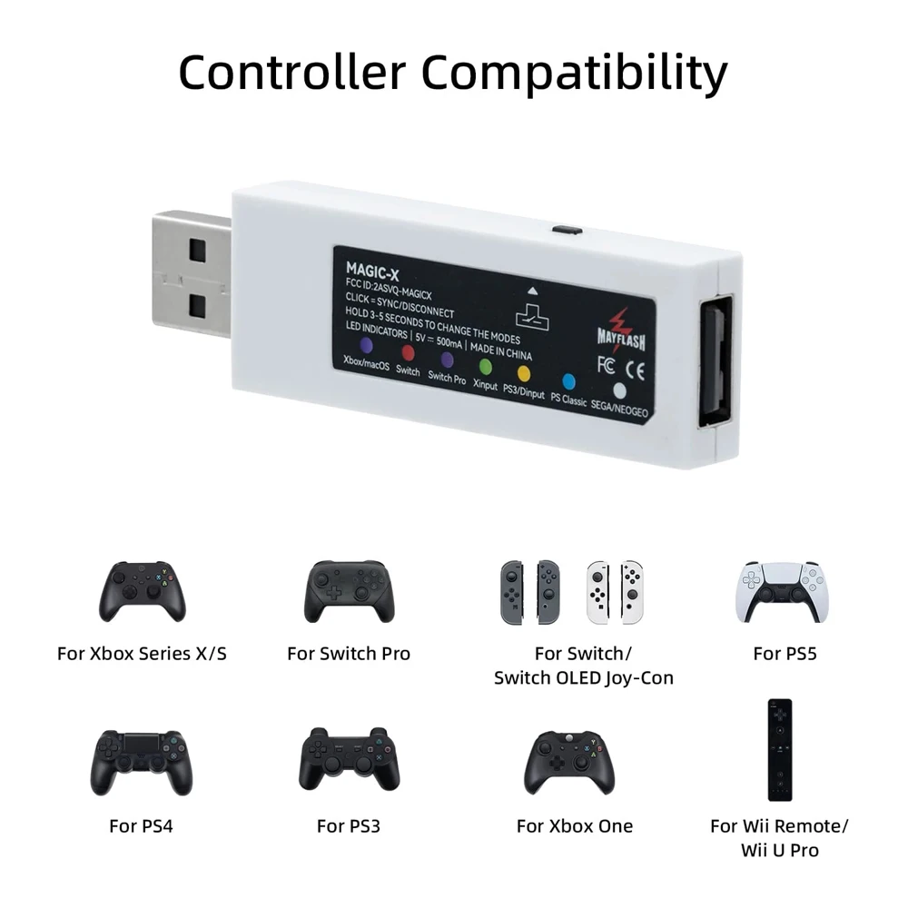 Mayflash MAGIC-X Bluetooth-Compatibele Controller Adapter Voor Xbox Serie X/S/Xbox1/PS3/Switch/raspberry Pi/Stoom/Sega/Pc/Neogeo