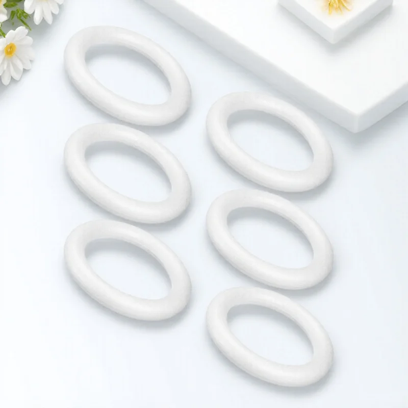 

6Pcs Foam Circle Christmas Decor DIY Craft Ornaments Unpainted Smooth Easy Handle Party Decoration DIY Wreath Frame