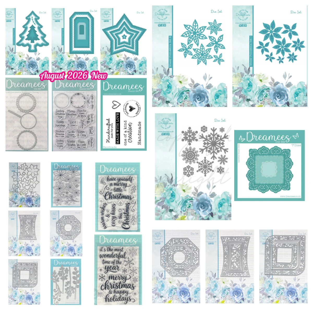 July 2026 New Dreamees Vintage Floral Border Dies & Xmas Sentiment Stamp Metal Cutting Dies DIY Handmade Photo Album Scrapbook