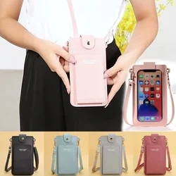 Bolso de moda para mujer, bolso de bolsillo para teléfono móvil con pantalla táctil, bolsas de mensajero de cuero, bolso cruzado de mano, Mini funda para móvil