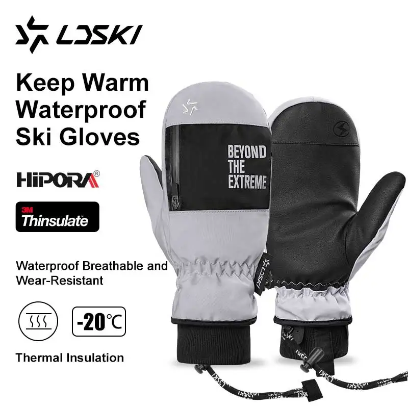 LDSKI guantes de esquí para hombre y mujer, manoplas térmicas impermeables y transpirables con pantalla táctil, accesorios para Snowboard, Invierno