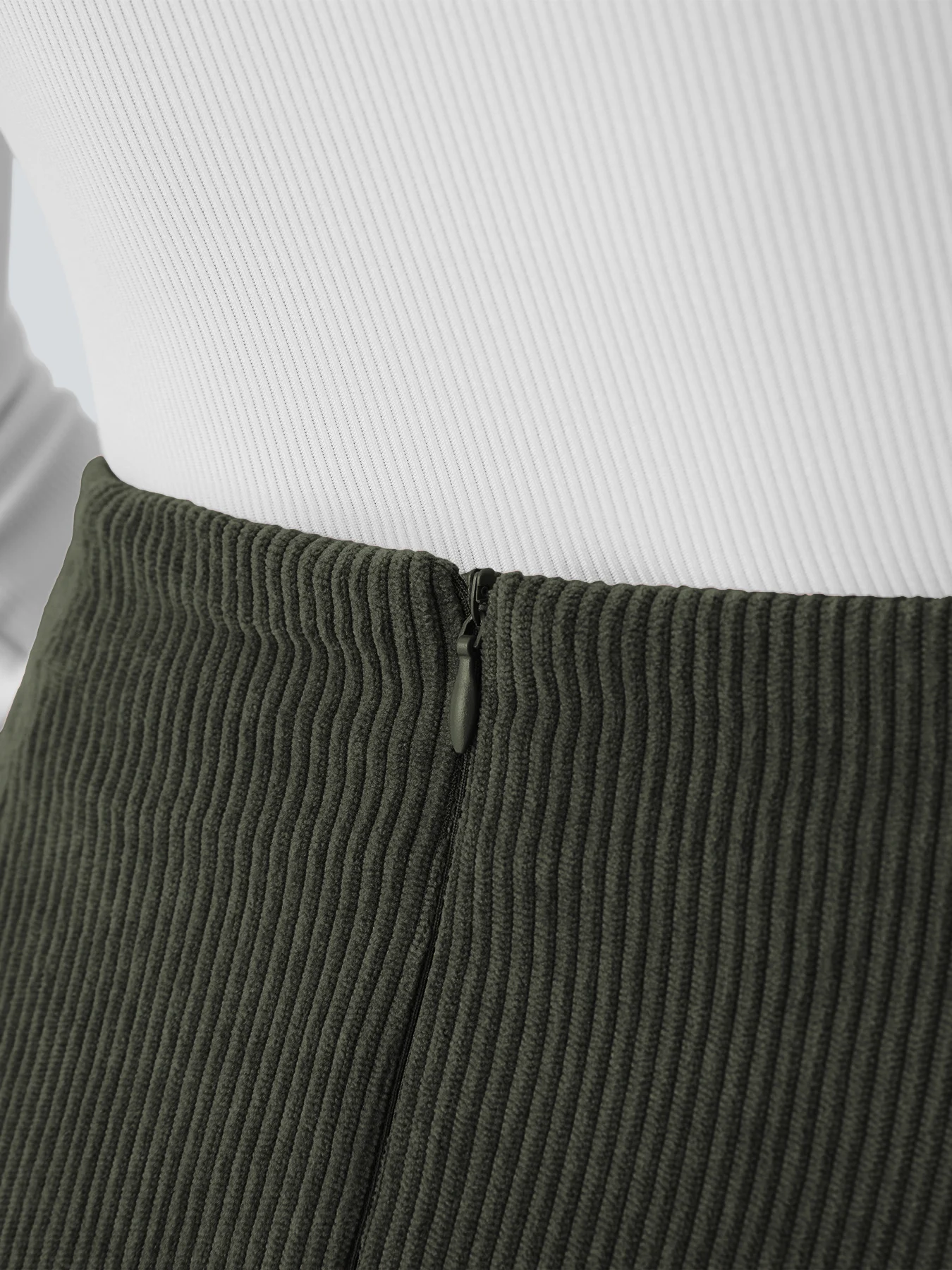 Fashion Women's Rib Slim-fit Hip Skirt High Waist Pencil Skirt Solid Color Soft Corduroy Skirt Office Commuter All-match Bottoms