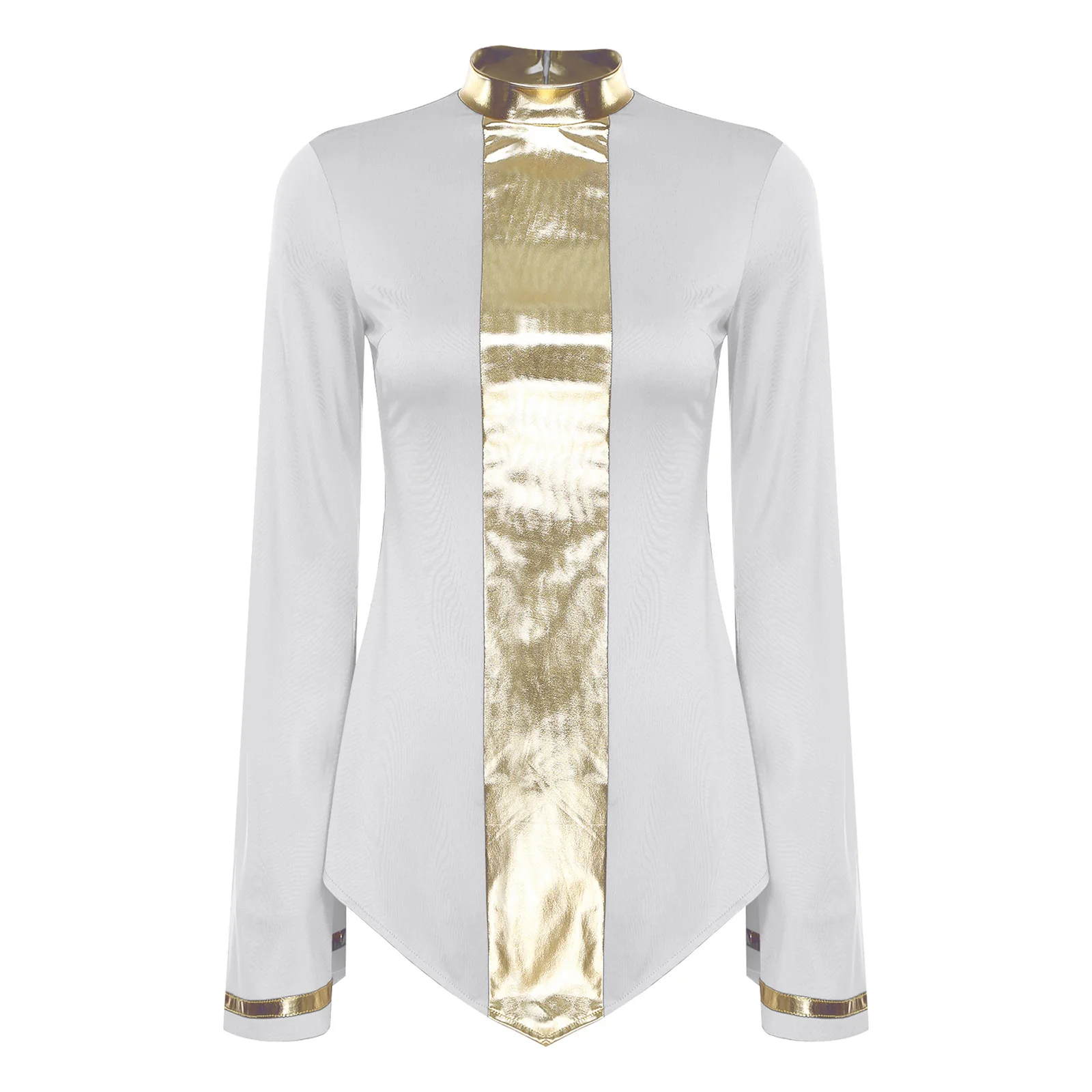 المرأة الحديثة الغنائية الثناء ملابس الرقص جوقة الكنيسة العبادة الليتورجية زي طويل الأكمام قميص معدني مع السراويل الطويلة