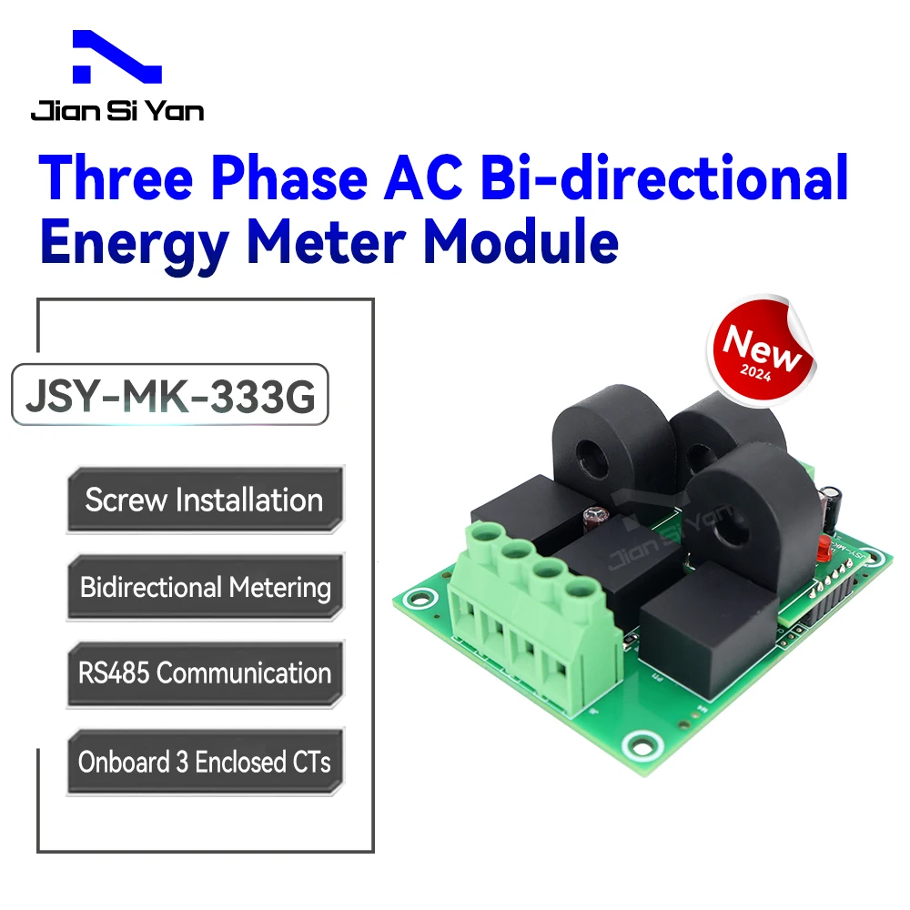 Módulo de Medidor de Energia Bidirecional Instalação de Parafuso para Monitoramento do Sistema Solar Router Jsy-mk333g 50a 3p4w ac Rs485 Novo 2024