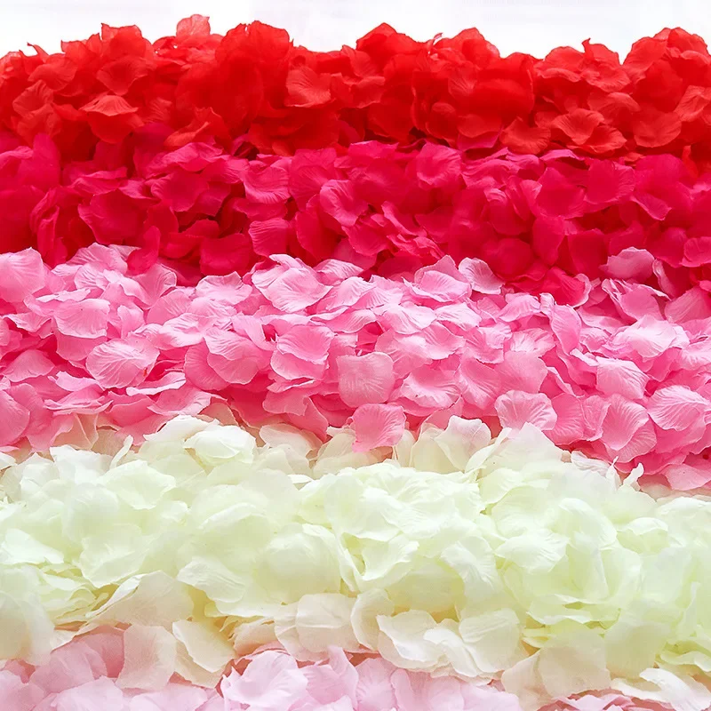 10000/100Pcs Artificial Fake Rose Petals Red Colorful Simulation Silk Rose Petal for Valentines Day Wedding Party Romantic Decor