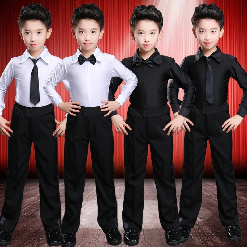 

2022 New Boy Kids Latin Dance Dress Top Pants Suit Rumba Samba Ballroom Professional Clothes Children Dance Costume SL6323