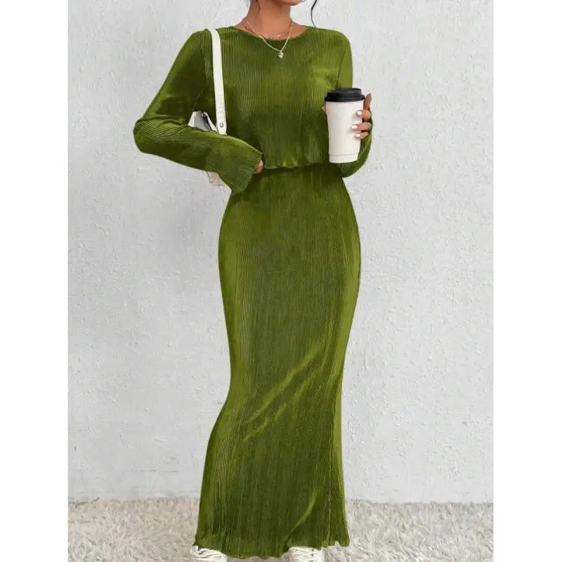 

Top And ter Skirt Two-Piece Set New Arrival Cross-Border Casual Sportswear Seven-Sve Autumn Season Apparel