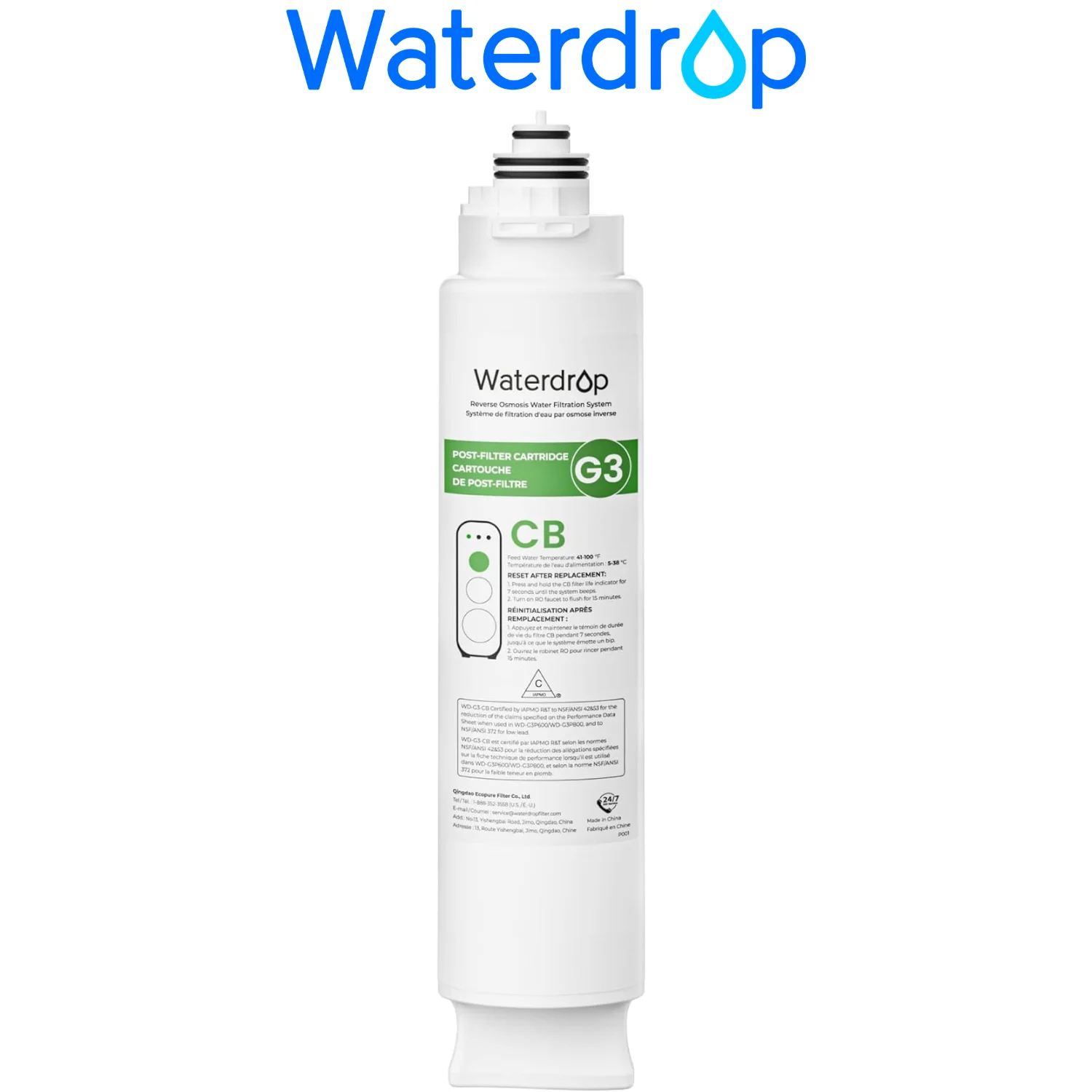 Waterdrop G3-N3CB Filter, Replacement for Waterdrop G3-W & G3P600 & G3P800 Reverse Osmosis System, 12-month Lifetime