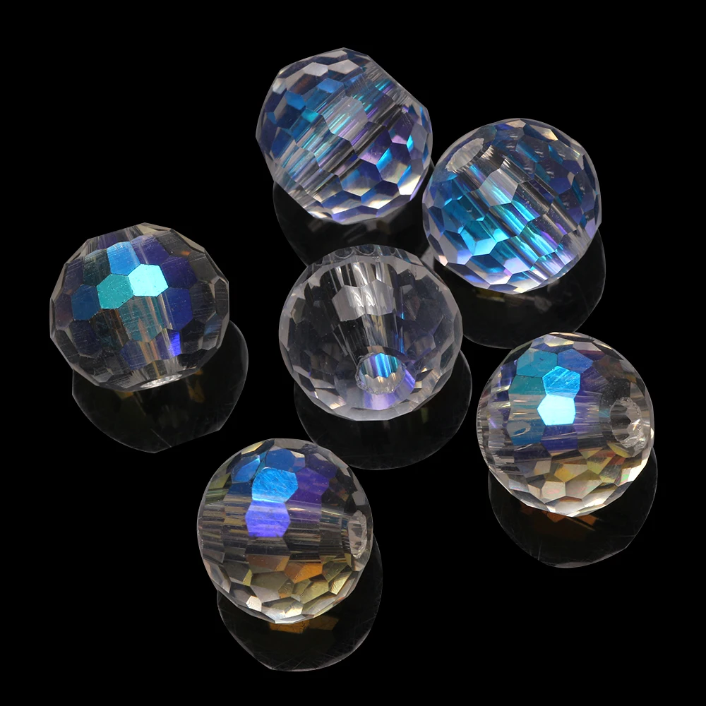 10 قطعة 16 مللي متر خزر عازل مستدير 96-وجه كريستال زجاج ثقب كبير DIY بها بنفسك مجوهرات القرط اكسسوارات معلقة الديكور