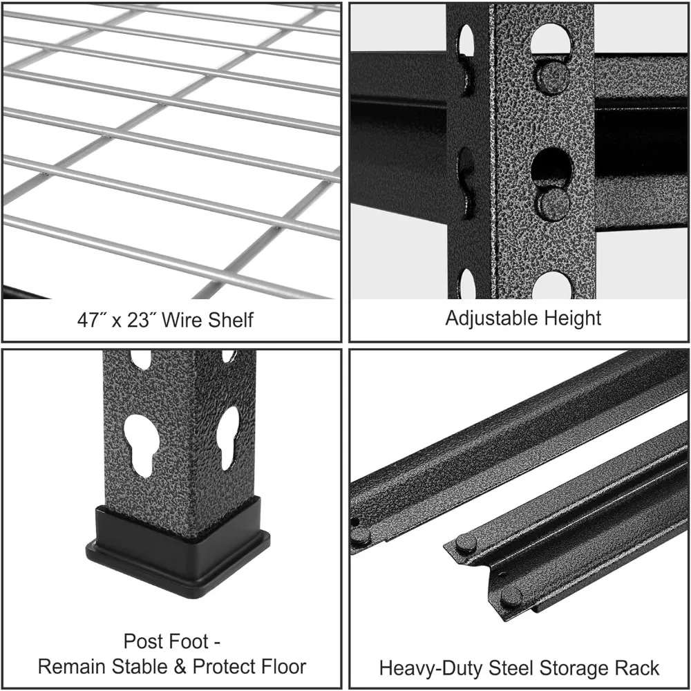 5-Tier Metal Storage Shelving Unit, 48”W x 24”D x 72”H, Adjustable Storage Rack Heavy Duty Shelf, 4000 lbs Load Capacity