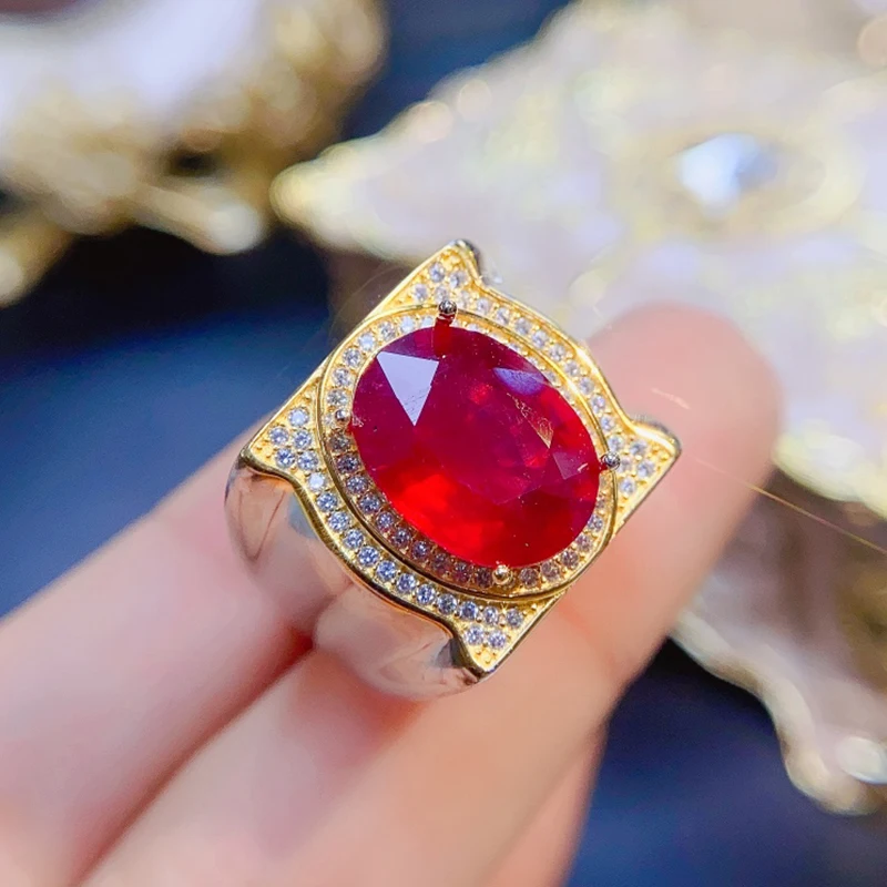 Natural Ruby Rings for men silver 925 jewelry luxury gem stones 18k gold plated free shiping items