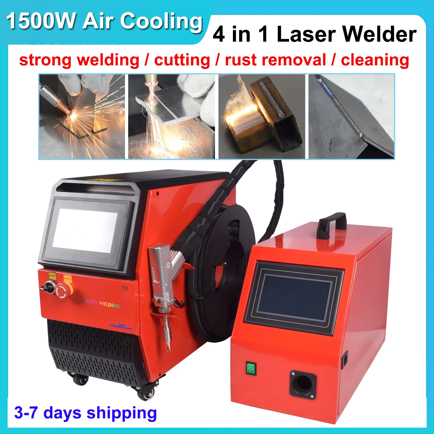 1500W Air Cooling Laser Welder Handheld Fiber Laser Welding Machine 4 in 1 Cutting Welding Cleaning for Metal Air Cooled Laser