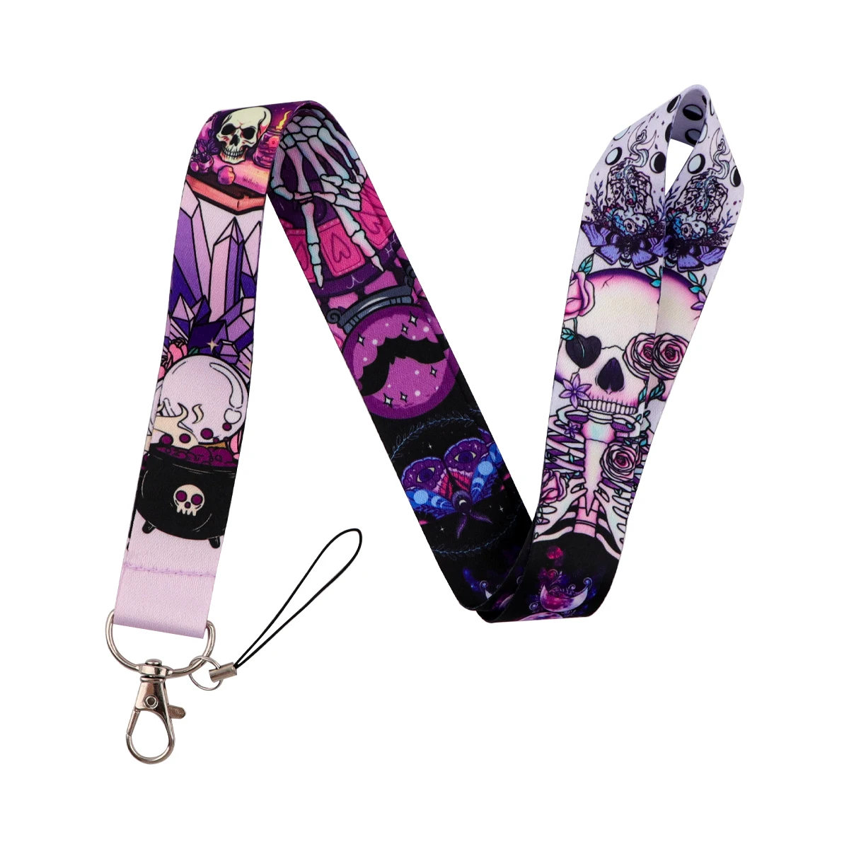 Halloween Skeleton Neck Strap Witch Lanyard Credit Card Holders Keycord Key Holder DIY Hanging Rope Phone Accessories Gift